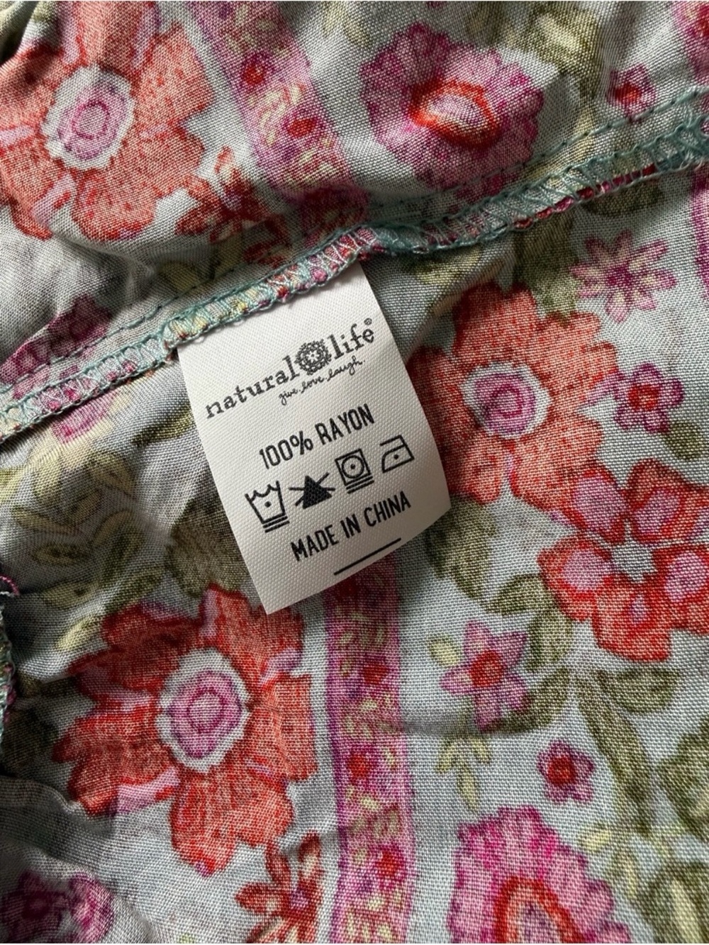NATURAL LIFE Evangeline Floral Maxi Dress Large NWT Pink Aqua Blue - Picture 10 of 10